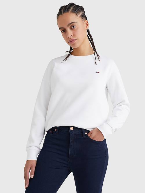 White Tommy Hilfiger Organic Cotton Regular Fit Fleece Women\'s Sweatshirts | TH607KEW