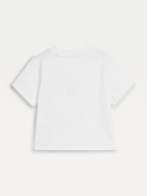 White Tommy Hilfiger Organic Cotton Ribbed Crop Girls' T Shirts | TH407MHU