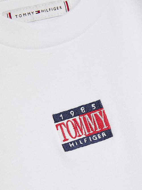 White Tommy Hilfiger Organic Cotton Ribbed Crop Girls' T Shirts | TH407MHU