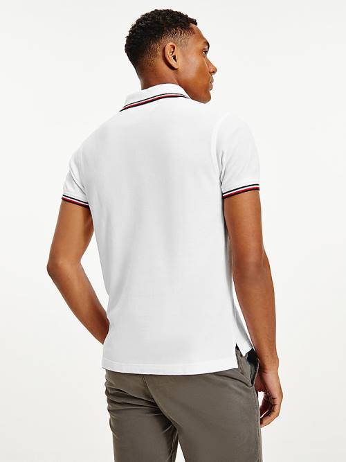 White Tommy Hilfiger Organic Cotton Slim Fit Men's Polo Shirts | TH049AOP