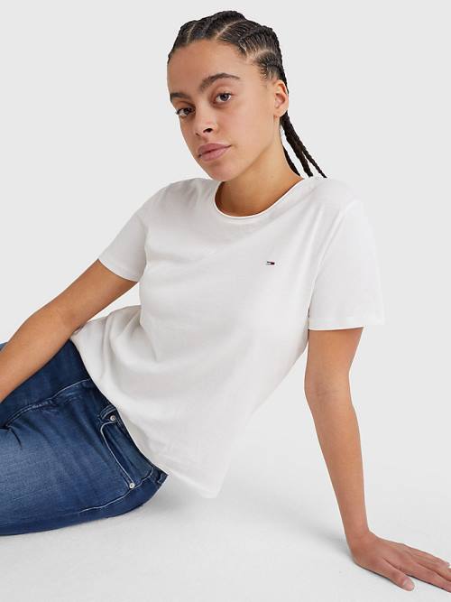 White Tommy Hilfiger Organic Cotton Slim Fit Women's T Shirts | TH297LZN