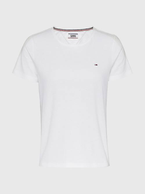 White Tommy Hilfiger Organic Cotton Slim Fit Women's T Shirts | TH297LZN