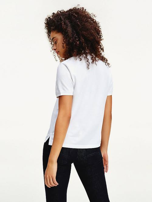 White Tommy Hilfiger Organic Cotton Slim Fit Women's Polo Shirts | TH573CTB