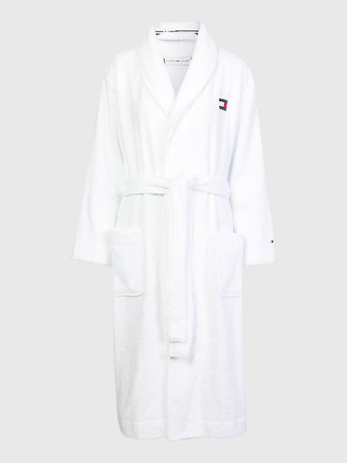 White Tommy Hilfiger Organic Cotton Towelling Robe Women's Pyjamas | TH348JWN