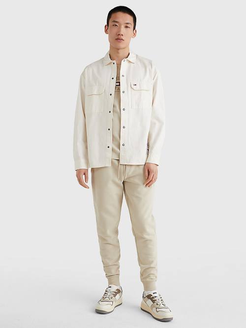 White Tommy Hilfiger Organic Cotton Twill Overshirt Men's Shirts | TH510KIH