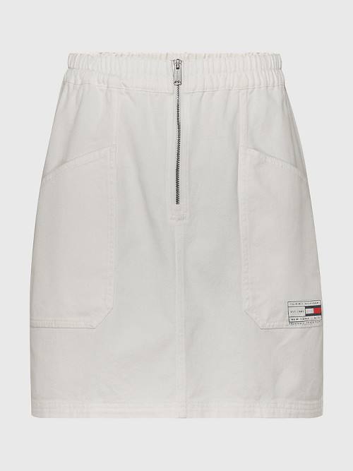 White Tommy Hilfiger Organic Cotton Utility Zip Girls\' Skirts | TH075FCL