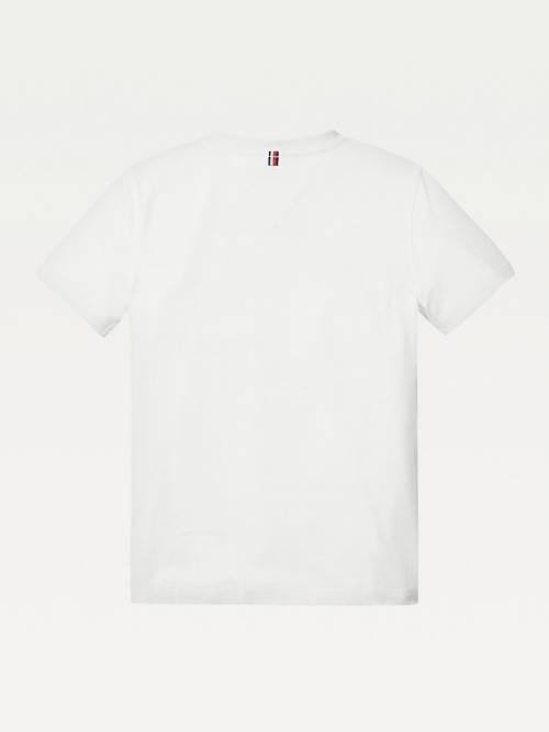 White Tommy Hilfiger Organic Cotton V-Neck Boys' T Shirts | TH341WRZ