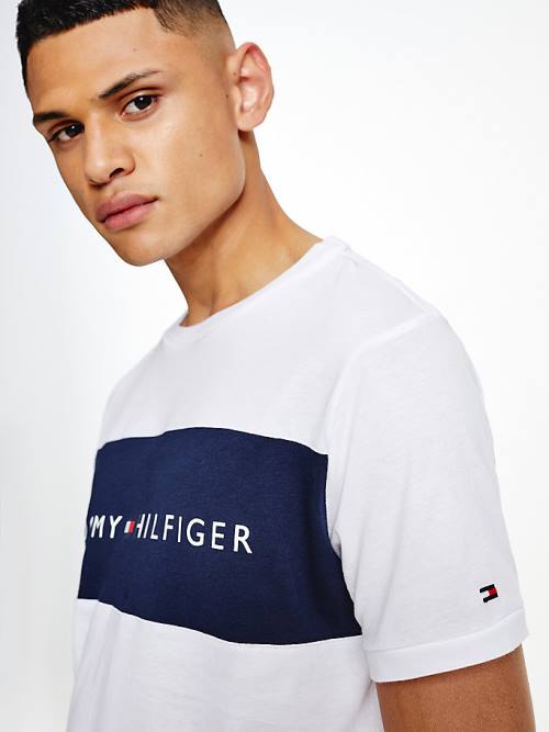 White Tommy Hilfiger Original Colour-Blocked Logo Men's Pyjamas | TH217ZVC