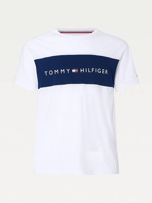 White Tommy Hilfiger Original Colour-Blocked Logo Men's Pyjamas | TH217ZVC