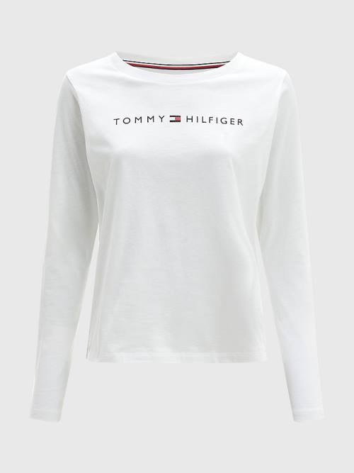 White Tommy Hilfiger Original Long Sleeve Logo Women\'s T Shirts | TH176BSK