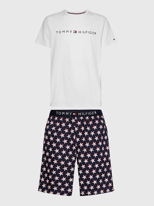 White Tommy Hilfiger Original Short Print Set Men's Pyjamas | TH984HBM