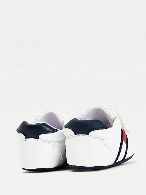 White Tommy Hilfiger Padded Hook And Loop Fastening Boys' Sneakers | TH623MVS