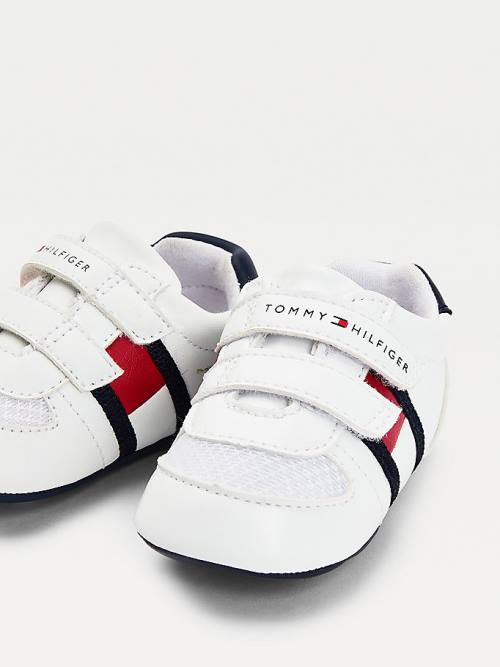 White Tommy Hilfiger Padded Hook And Loop Fastening Boys' Sneakers | TH623MVS