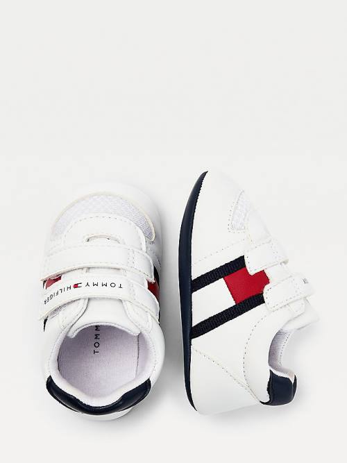 White Tommy Hilfiger Padded Hook And Loop Fastening Boys' Sneakers | TH623MVS