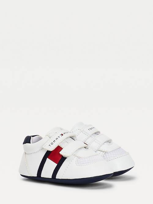 White Tommy Hilfiger Padded Hook And Loop Fastening Boys\' Sneakers | TH623MVS