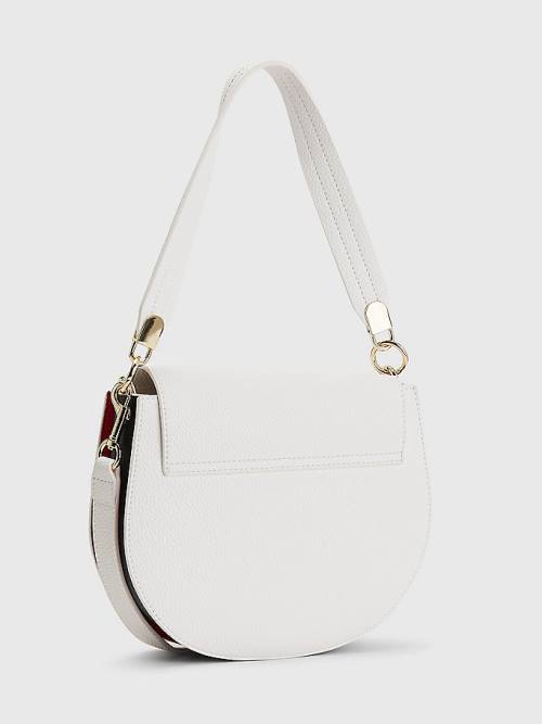 White Tommy Hilfiger Pebble Grain Saddle Women's Bags | TH236RDG