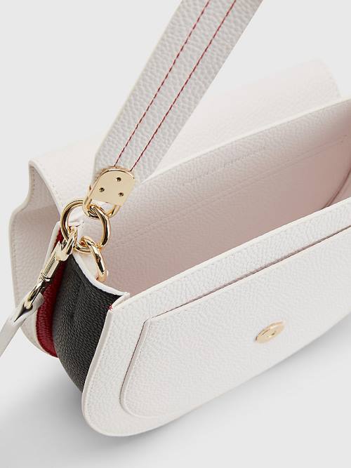 White Tommy Hilfiger Pebble Grain Saddle Women's Bags | TH236RDG