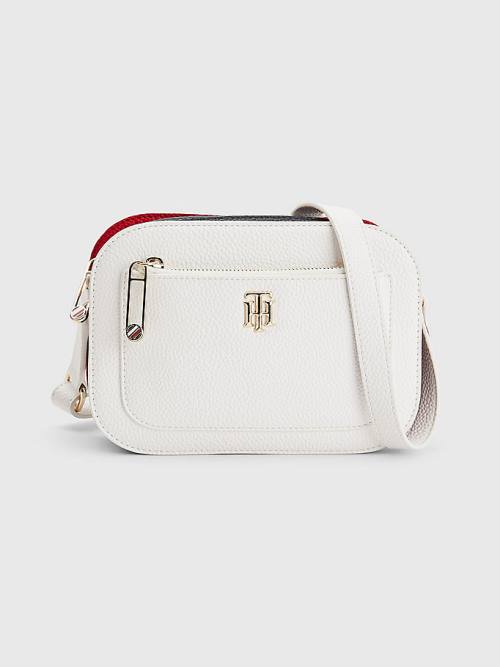 White Tommy Hilfiger Pebble Grain Signature Camera Women\'s Bags | TH362XDU