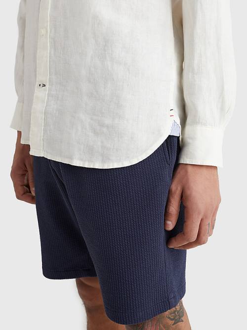 White Tommy Hilfiger Pigment Dyed Regular Fit Linen Men's Shirts | TH974ECD