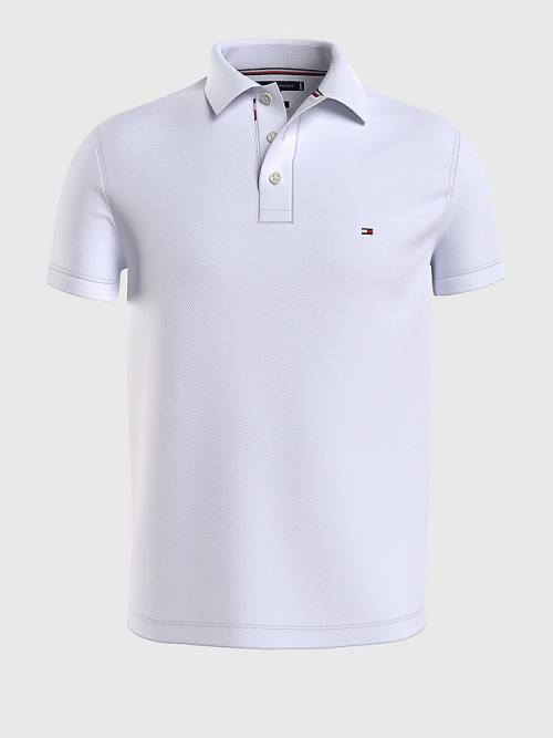 White Tommy Hilfiger Plus Bubble Weave Men\'s Polo Shirts | TH482PJR