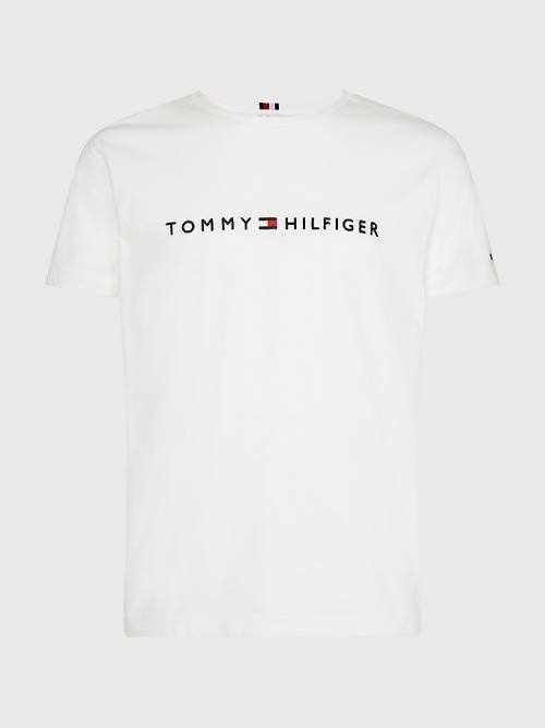 White Tommy Hilfiger Plus Organic Cotton Logo Men\'s T Shirts | TH845XMA