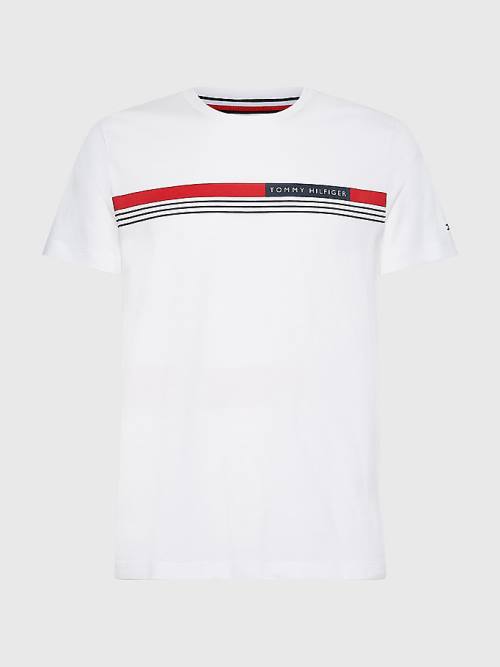 White Tommy Hilfiger Plus Signature Tape Men\'s T Shirts | TH246FNR