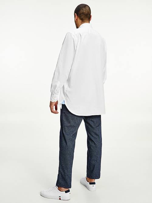 White Tommy Hilfiger Plus Stretch Cotton Poplin Men's Shirts | TH346PKT