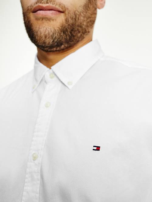 White Tommy Hilfiger Plus Stretch Cotton Poplin Men's Shirts | TH346PKT