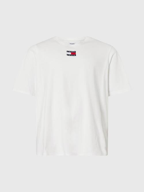 White Tommy Hilfiger Plus Tommy Badge Men's T Shirts | TH124ODC