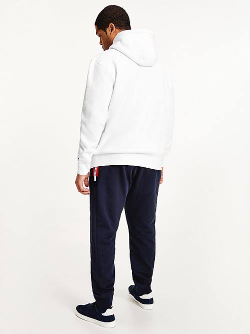 White Tommy Hilfiger Plus Tommy Logo Flex Fleece Men's Hoodie | TH590YWX