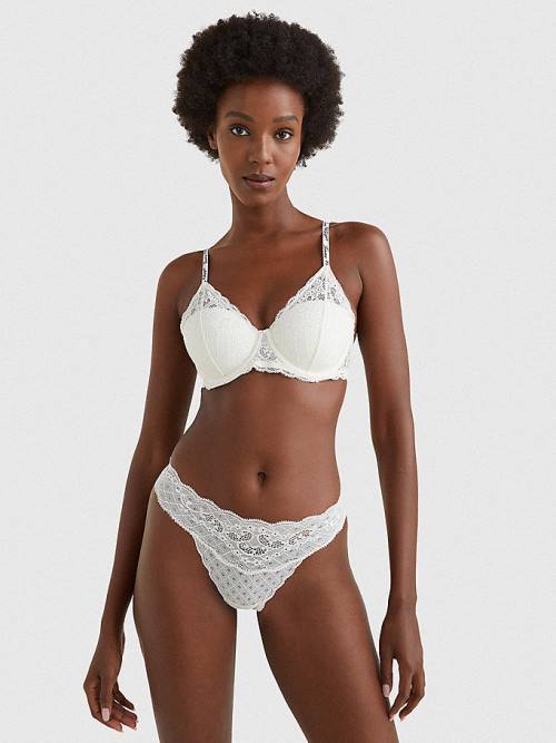 White Tommy Hilfiger Prairie Lace Brazilian Briefs Women's Underwear | TH839IQL