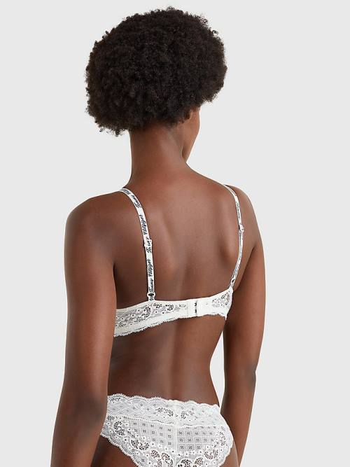 White Tommy Hilfiger Prairie Lace Half Cup Triangle Bra Women's Underwear | TH894FBY