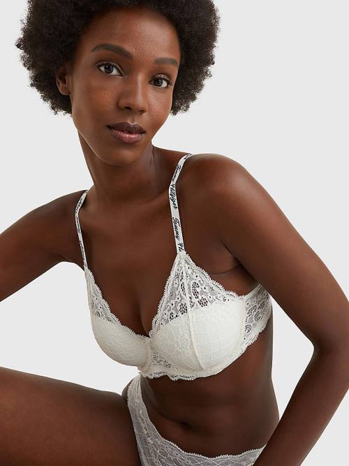 White Tommy Hilfiger Prairie Lace Half Cup Triangle Bra Women\'s Underwear | TH894FBY