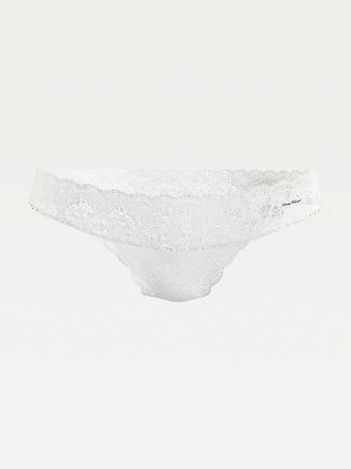 White Tommy Hilfiger Prairie Lace Thong Women's Underwear | TH201OXR