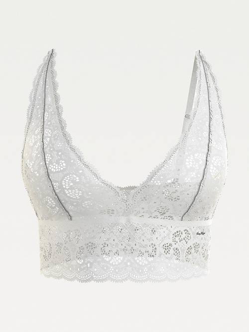 White Tommy Hilfiger Prairie Lace Triangle Bralette Women's Underwear | TH174LEP