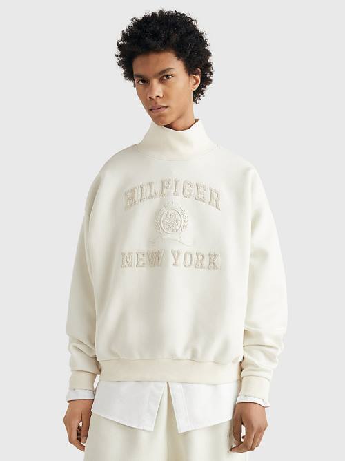 White Tommy Hilfiger Prep Mock-Neck Men\'s Sweatshirts | TH462HYQ