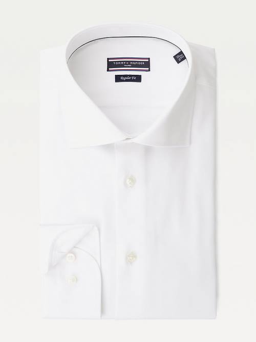 White Tommy Hilfiger Pure Cotton Fitted Men's Shirts | TH209FVI