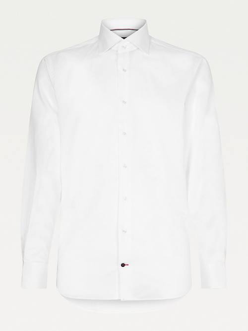 White Tommy Hilfiger Pure Cotton Fitted Men\'s Shirts | TH209FVI