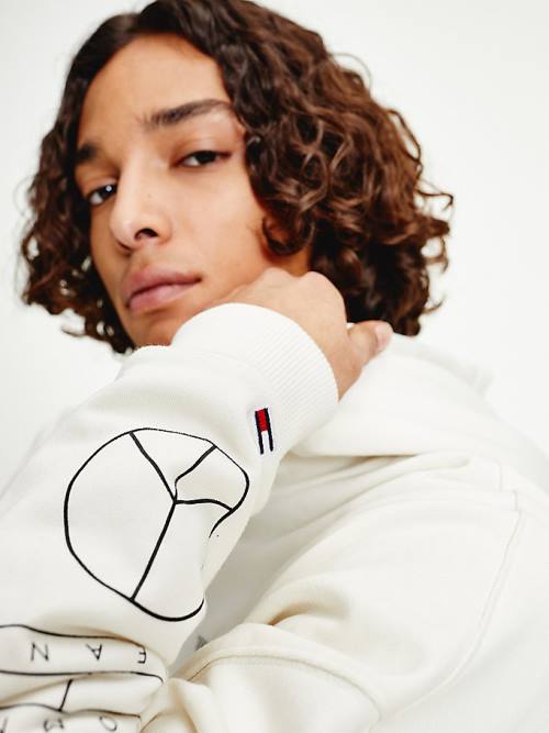 White Tommy Hilfiger Recycled Unity Back Graphic Men's Hoodie | TH536IDX