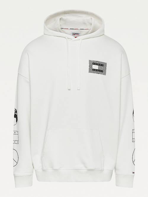 White Tommy Hilfiger Recycled Unity Back Graphic Men's Hoodie | TH536IDX