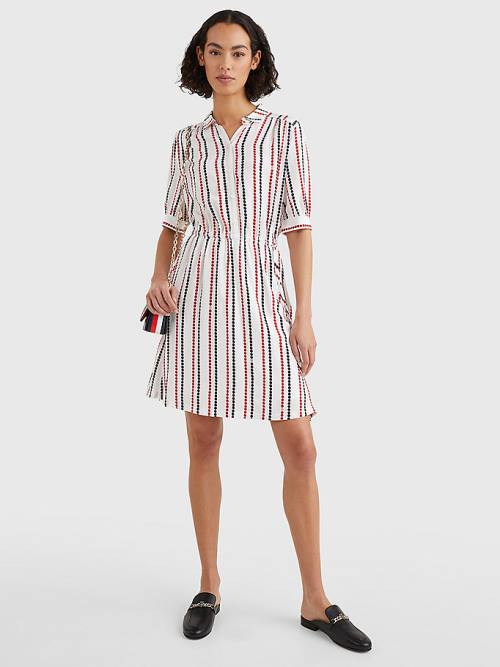 White Tommy Hilfiger Relaxed Dot Fit & Flare Women's Dress | TH279WOS