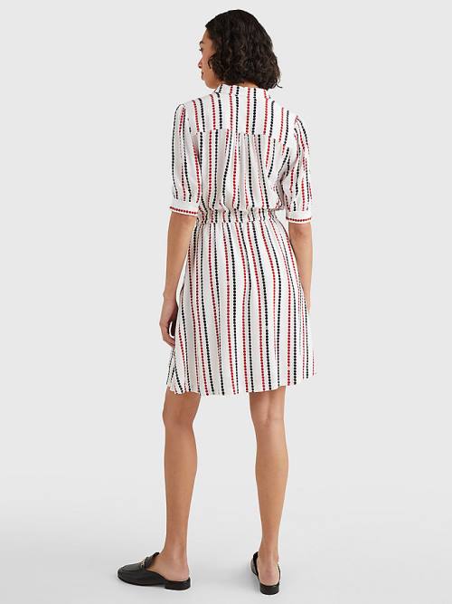 White Tommy Hilfiger Relaxed Dot Fit & Flare Women's Dress | TH279WOS