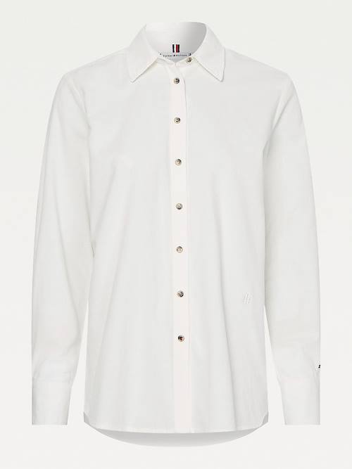 White Tommy Hilfiger Relaxed Fit Corduroy Women's Shirts | TH208DHI