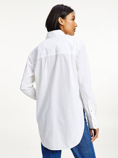 White Tommy Hilfiger Relaxed Fit Girlfriend Women's Shirts | TH358XMW