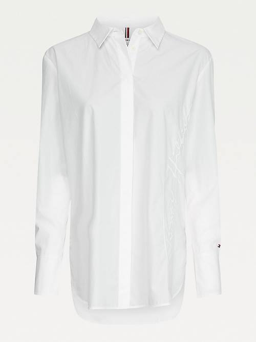 White Tommy Hilfiger Relaxed Fit Girlfriend Women's Shirts | TH358XMW