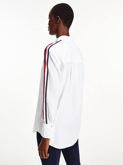 White Tommy Hilfiger Relaxed Fit Girlfriend Women's Shirts | TH687VRO