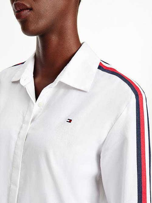 White Tommy Hilfiger Relaxed Fit Girlfriend Women's Shirts | TH687VRO