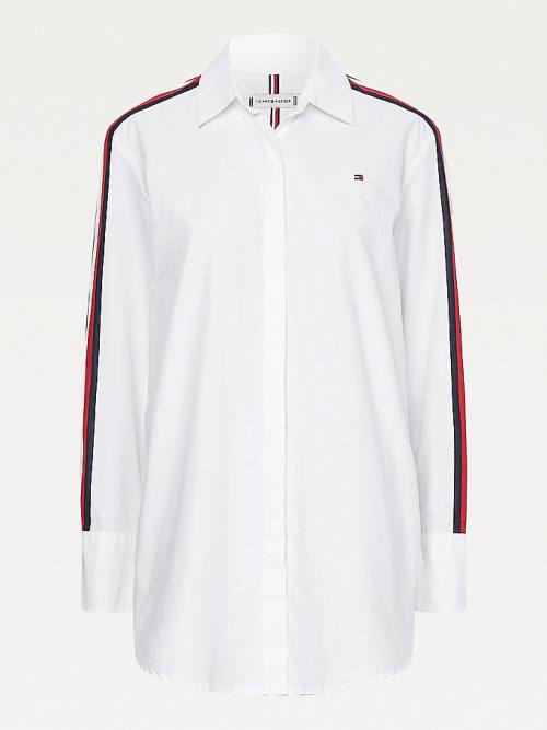 White Tommy Hilfiger Relaxed Fit Girlfriend Women's Shirts | TH687VRO