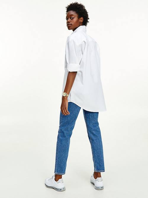 White Tommy Hilfiger Relaxed Fit Organic Cotton Poplin Women's Shirts | TH275VRT