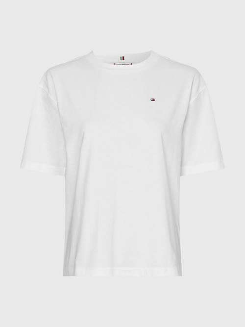 White Tommy Hilfiger Relaxed Fit Women's T Shirts | TH016RLZ